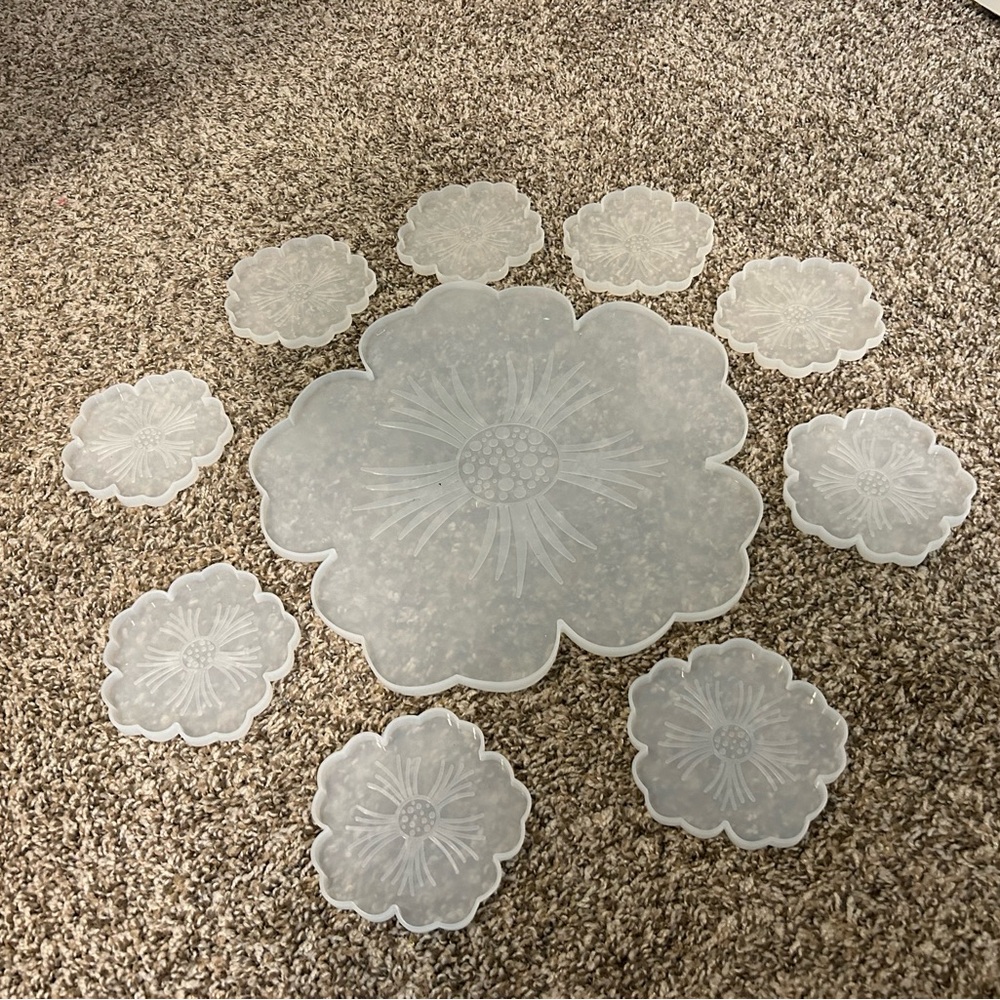 Flower Shape Silicone Coaster Set Resin Mold